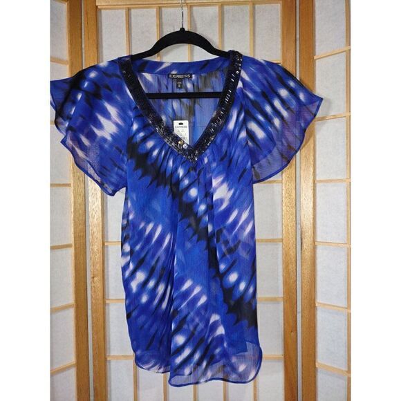 NWT Express XS Semisheer Tie Dye Blouse - Picture 2 of 16
